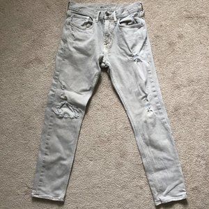 Mens Old Navy Faded Beige 5-Pocket Denim Ripped Skinny Jeans Size 28-28